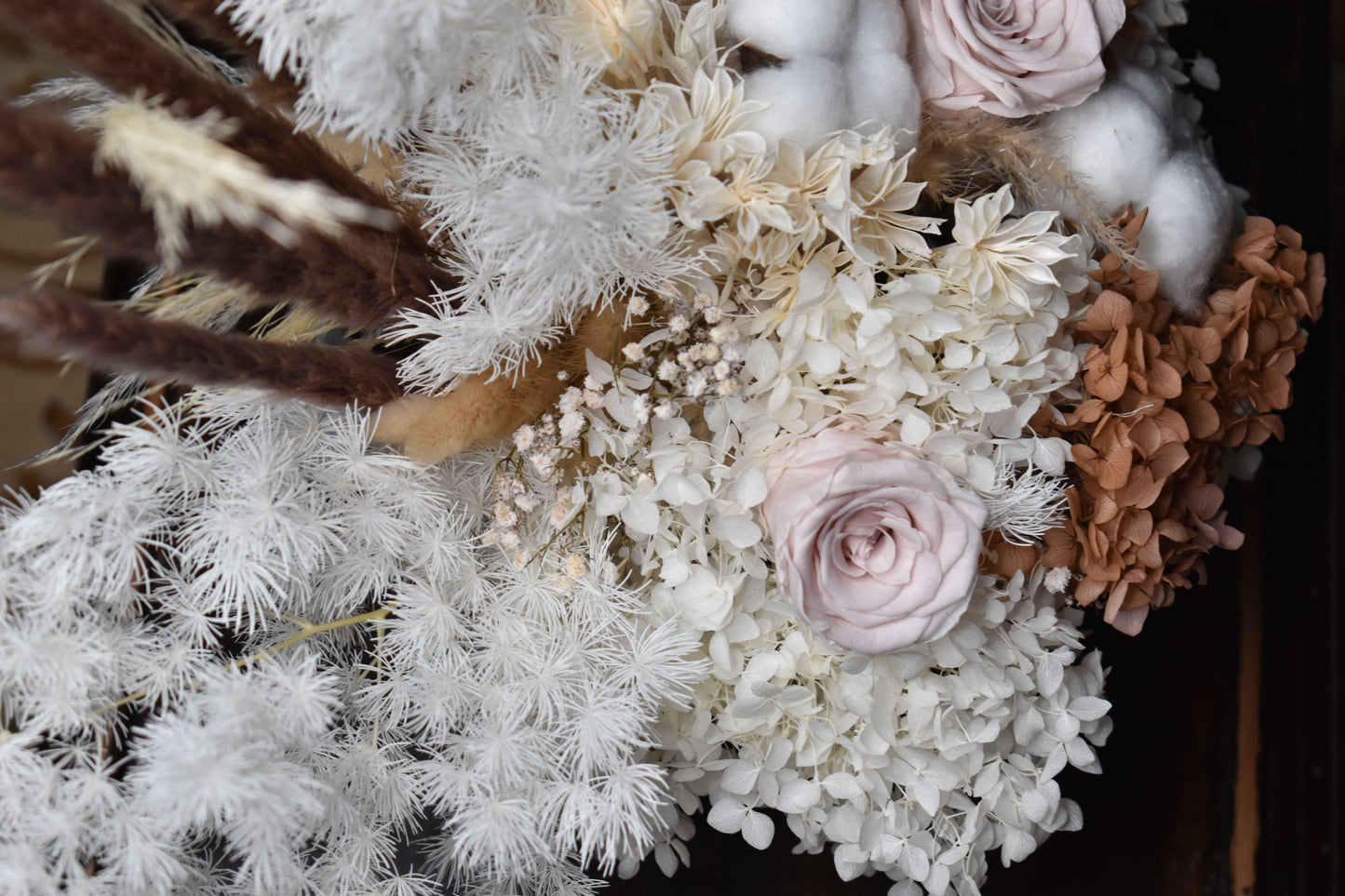 The Issadora muted nude colours preserved flower arrangement from kenyan lady fleur close-up